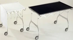 Kartell Battista folding serving trolley/side table, black - chrome