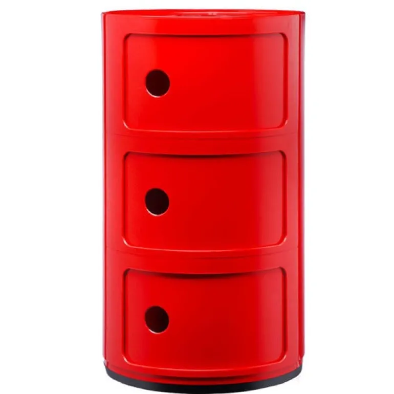 Kartell Componibili storage unit, 3 modules, red