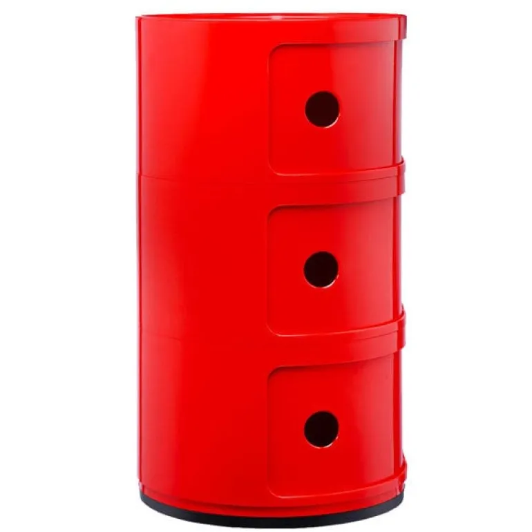Kartell Componibili storage unit, 3 modules, red