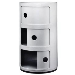 Kartell Componibili storage unit, 3 modules, silver