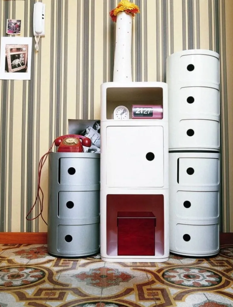 Kartell Componibili storage unit, 3 modules, silver