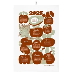 Kauniste Calendar kitchen towel 2025, red