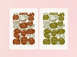 Kauniste Calendar kitchen towel 2025, red