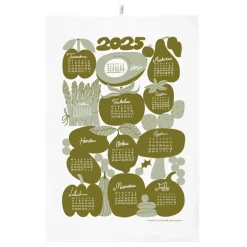 Kauniste Calendar kitchen towel 2025, green