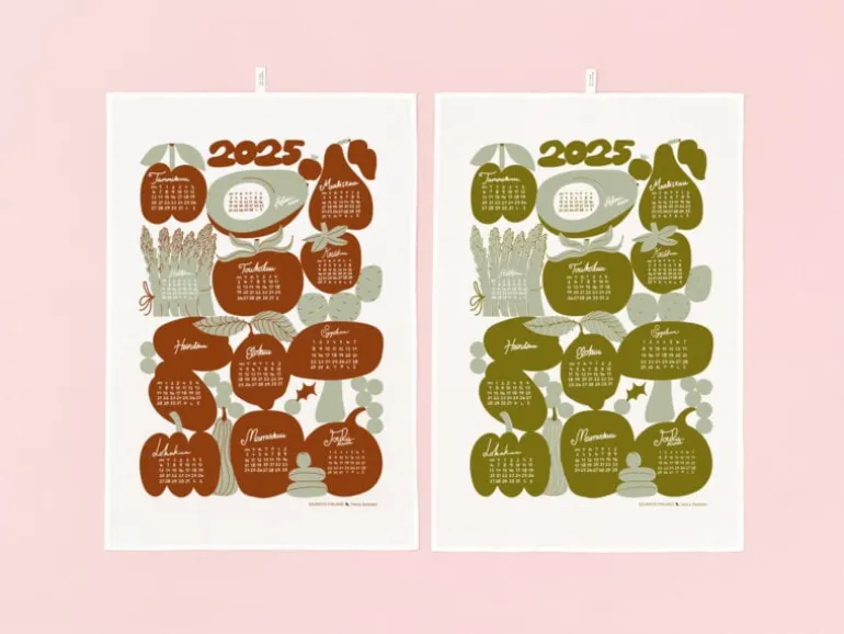 Kauniste Calendar kitchen towel 2025, green
