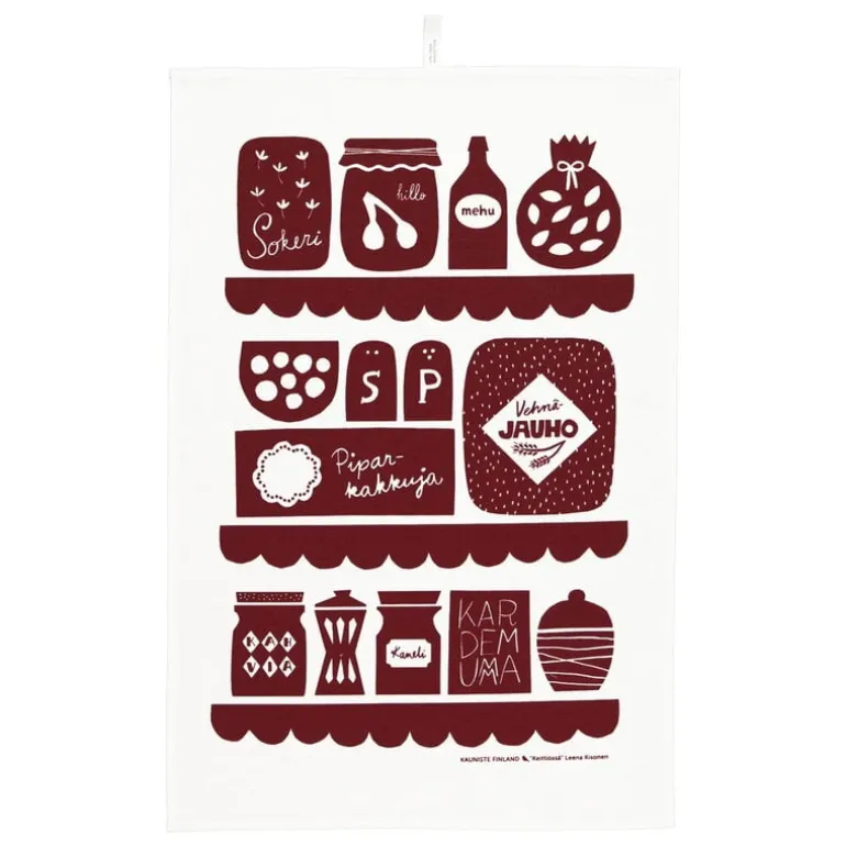 Kauniste Keittiössä tea towel, red