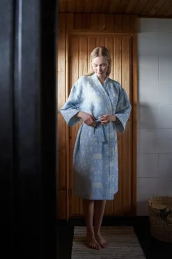 Kauniste Sauna bath robe, light blue