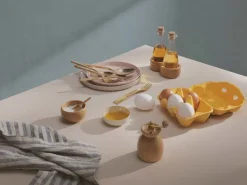 Kay Bojesen Denmark Menageri salt cellar with spoon, oak