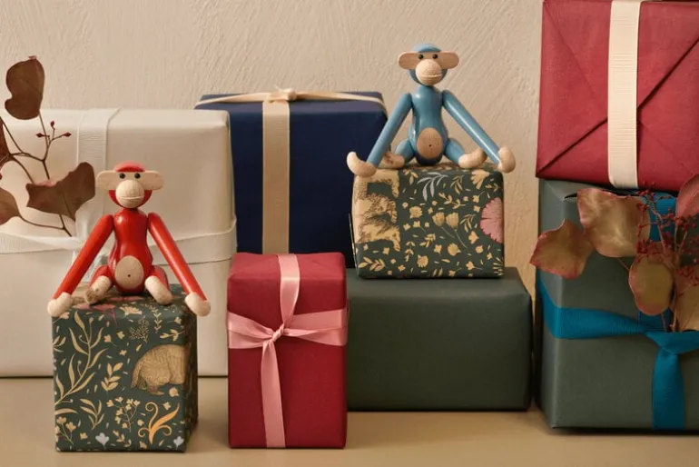 Kay Bojesen Denmark Wooden monkey, mini, vintage red