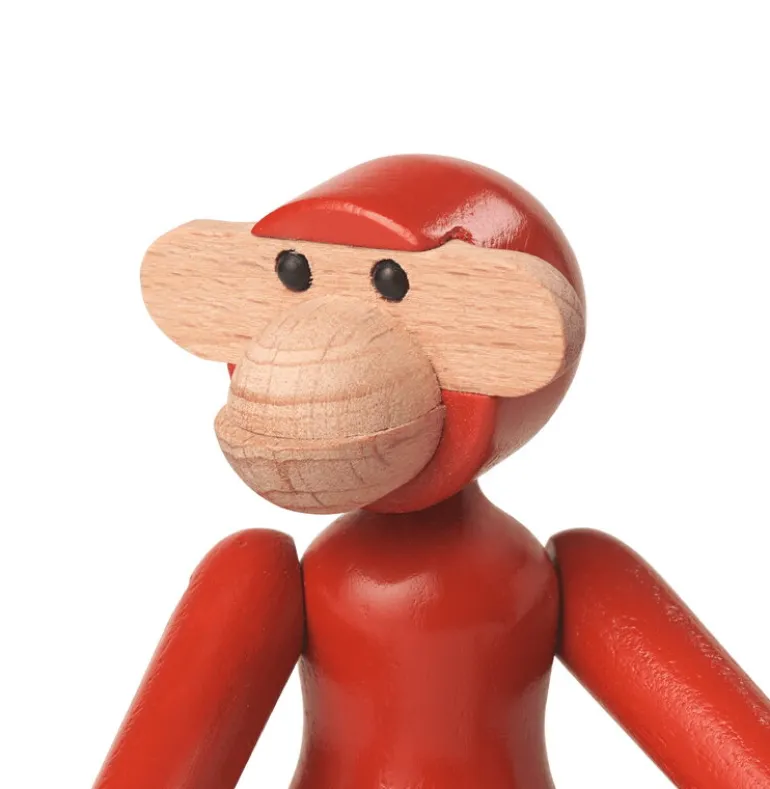 Kay Bojesen Denmark Wooden monkey, mini, vintage red