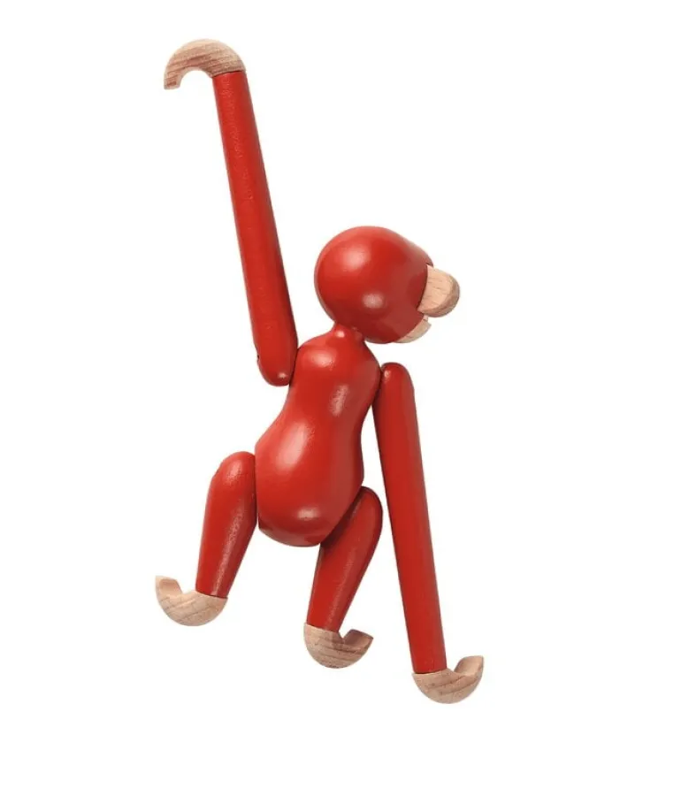 Kay Bojesen Denmark Wooden monkey, mini, vintage red