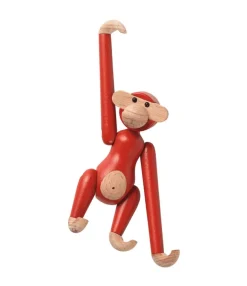 Kay Bojesen Denmark Wooden monkey, mini, vintage red