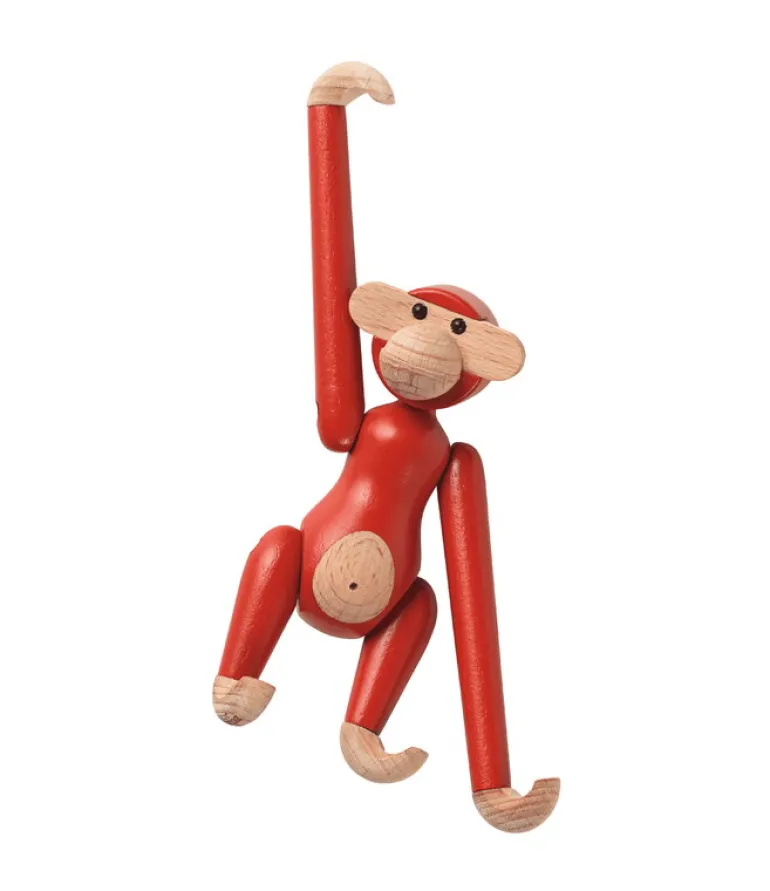 Kay Bojesen Denmark Wooden monkey, mini, vintage red