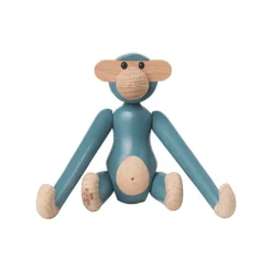 Kay Bojesen Denmark Wooden monkey, mini, vintage blue