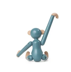 Kay Bojesen Denmark Wooden monkey, mini, vintage blue