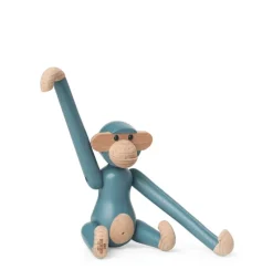 Kay Bojesen Denmark Wooden monkey, mini, vintage blue
