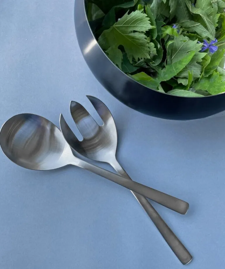 Kay Bojesen Grand Prix salad set, polished stainless steel