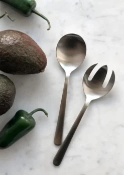 Kay Bojesen Grand Prix salad set, polished stainless steel