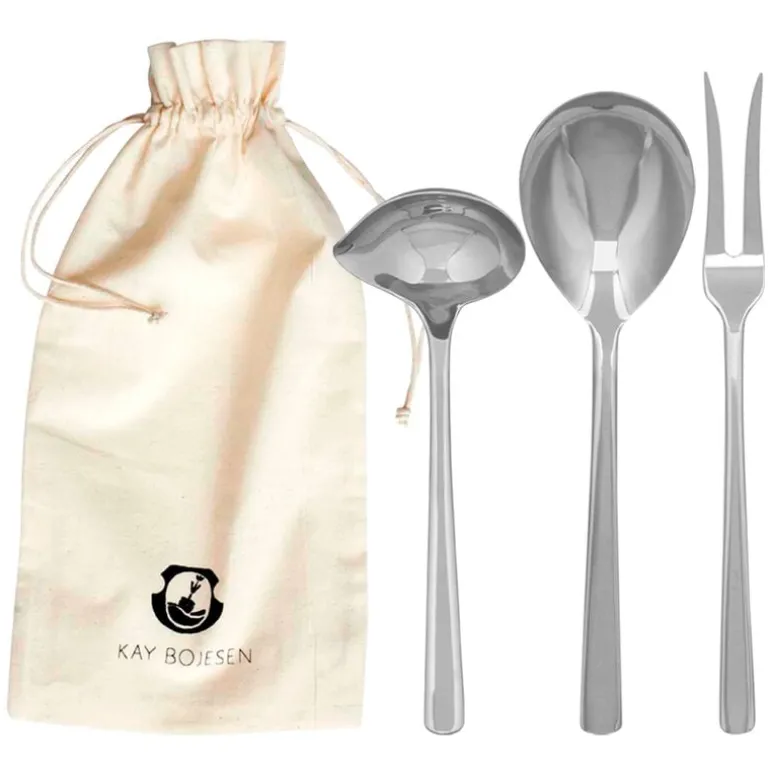 Kay Bojesen Grand Prix serving set, 3 pcs, polished stainless steel