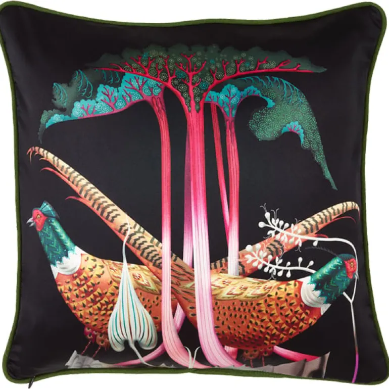 Klaus Haapaniemi & Co. Pheasants and Rhubarbs cushion cover, silk