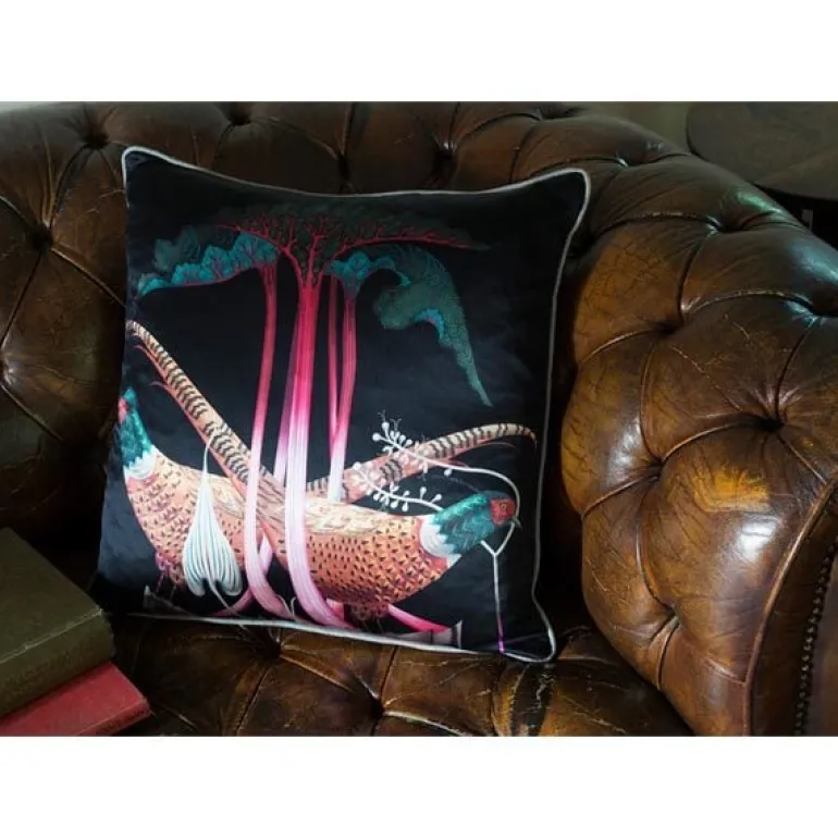 Klaus Haapaniemi & Co. Pheasants and Rhubarbs cushion cover, silk