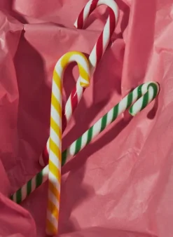 Kosta Boda Polka candy cane glass ornament, 170 mm, white - yellow