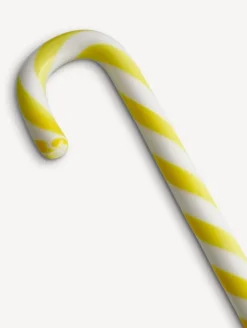 Kosta Boda Polka candy cane glass ornament, 170 mm, white - yellow