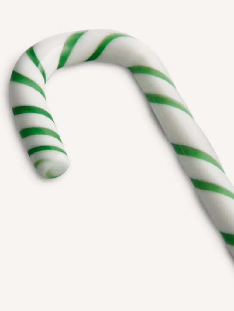 Kosta Boda Polka candy cane glass ornament, 170 mm, white - green