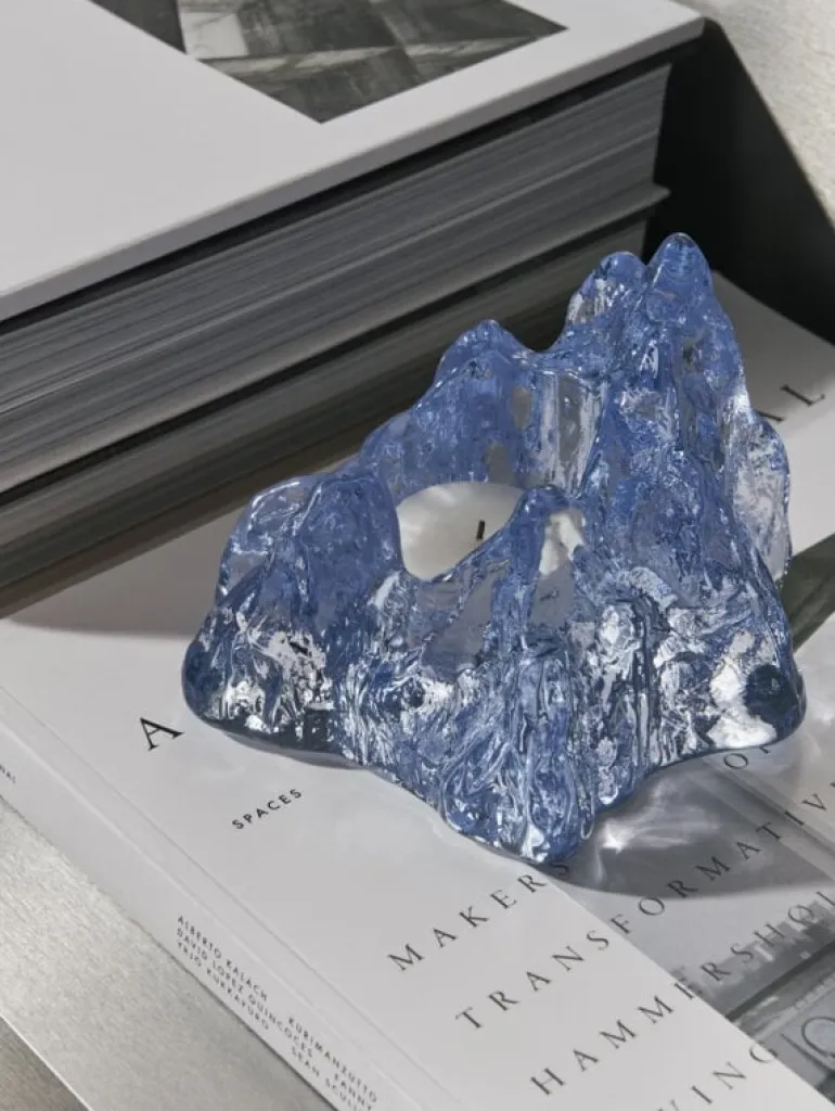 Kosta Boda The Rock votive, 91 mm, ice blue