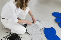 Kvadrat Clouds fabric tiles, 8 pcs, grey - ultramarine