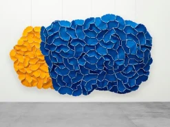 Kvadrat Clouds fabric tiles, 8 pcs, grey - ultramarine