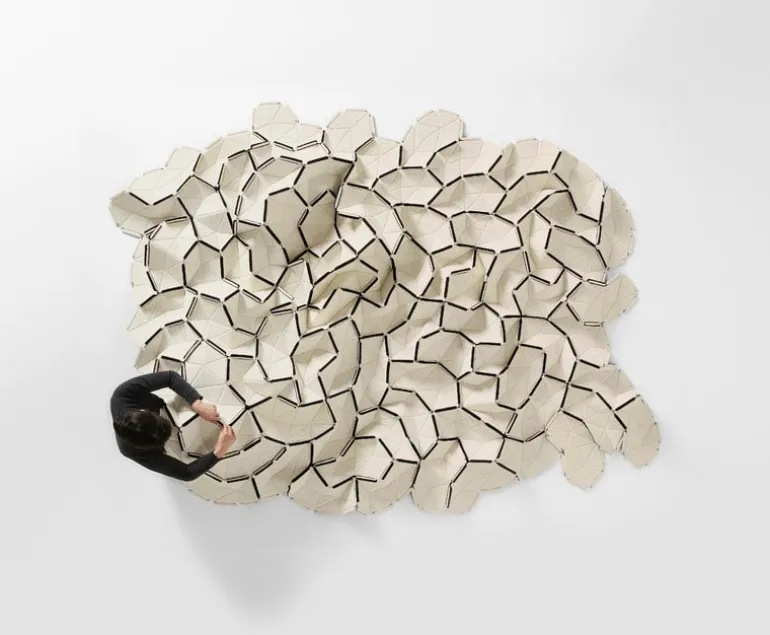 Kvadrat Clouds fabric tiles, 8 pcs, black - white