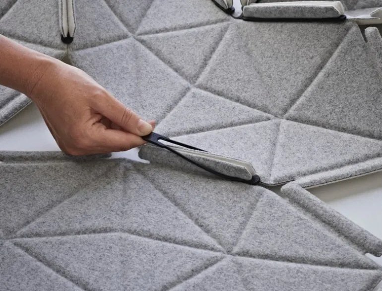 Kvadrat Clouds fabric tiles, 8 pcs, black - white