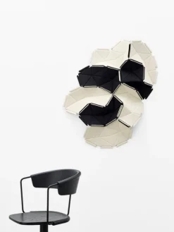 Kvadrat Clouds fabric tiles, 8 pcs, black - white