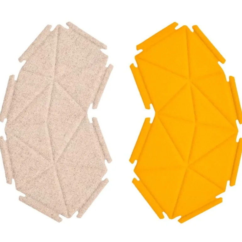 Kvadrat Clouds fabric tiles, 8 pcs, beige - tangerine