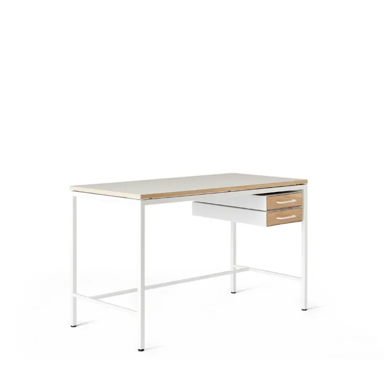 Labofa Heritage 65 desk, 2 drawers, grey linoleum - oak - white