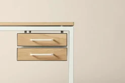 Labofa Heritage 65 desk, 2 drawers, grey linoleum - oak - white