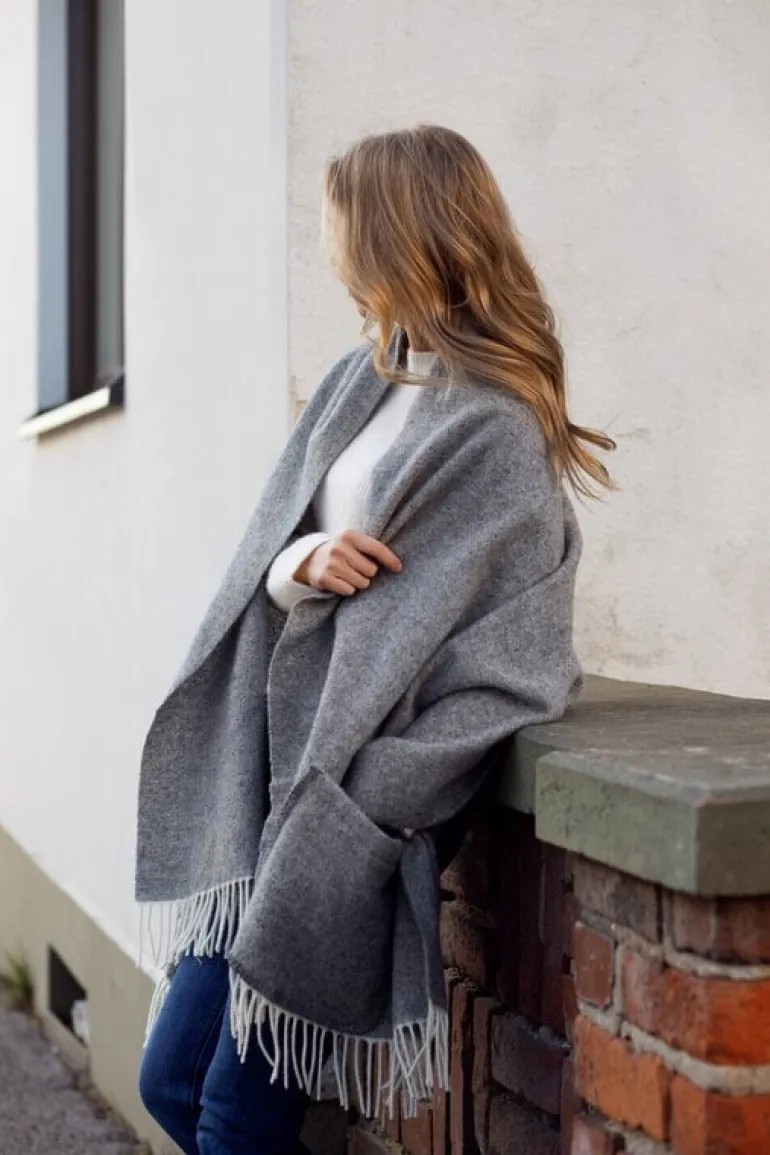 Lapuan Kankurit Arvo pocket shawl, 60 x 180 cm, white - mottled grey