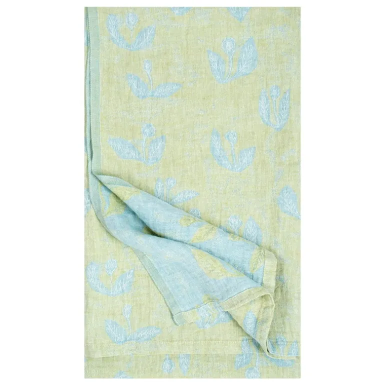 Lapuan Kankurit Kesäkukka table cloth/throw, lime - light blue