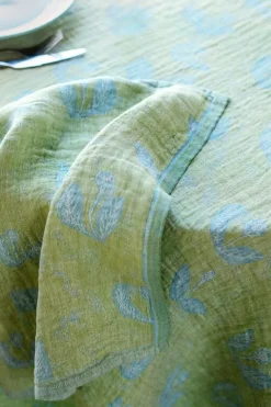 Lapuan Kankurit Kesäkukka table cloth/throw, lime - light blue