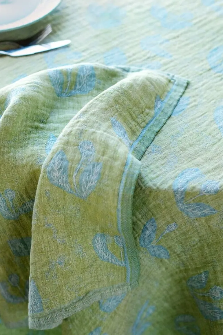 Lapuan Kankurit Kesäkukka table cloth/throw, lime - light blue