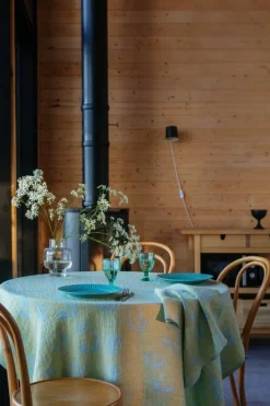 Lapuan Kankurit Kesäkukka napkin, 46 x 46 cm, lime - light blue