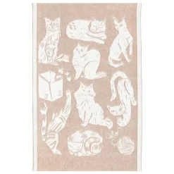 Lapuan Kankurit Kissanpäivät hand towel, white - cinnamon