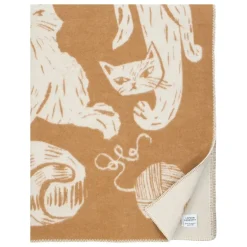 Lapuan Kankurit Kissanpäivät blanket, cognac - white