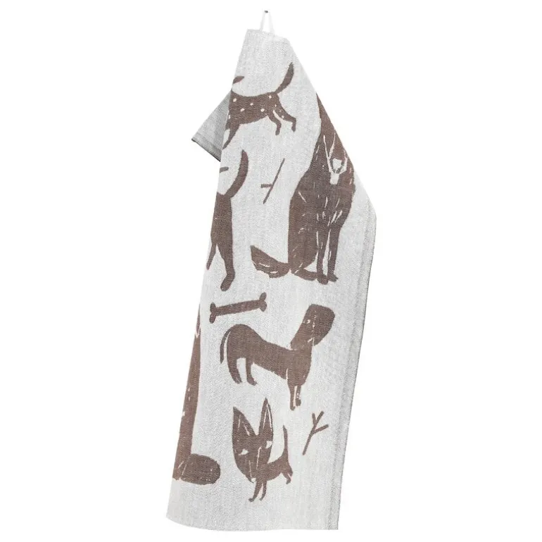 Lapuan Kankurit Koirapuisto tea towel, white - brown