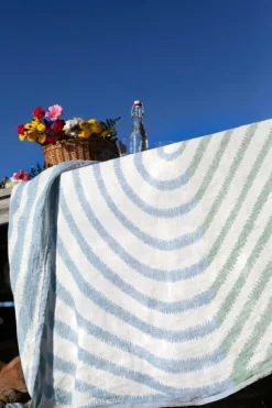 Lapuan Kankurit Metsälampi table cloth/throw, 145 x 200 cm, white - green - blue