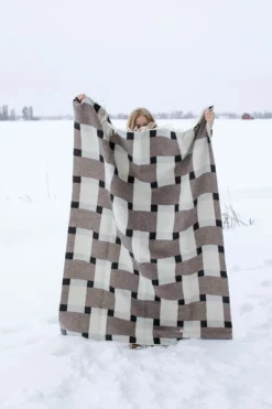 Lapuan Kankurit Punos blanket, white - beige - black