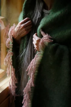 Lapuan Kankurit Revontuli mohair blanket, powder - olive