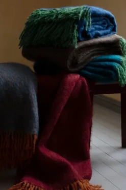 Lapuan Kankurit Revontuli mohair blanket, rust - denim blue