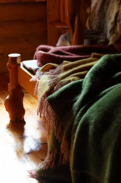 Lapuan Kankurit Revontuli mohair blanket, powder - ochre